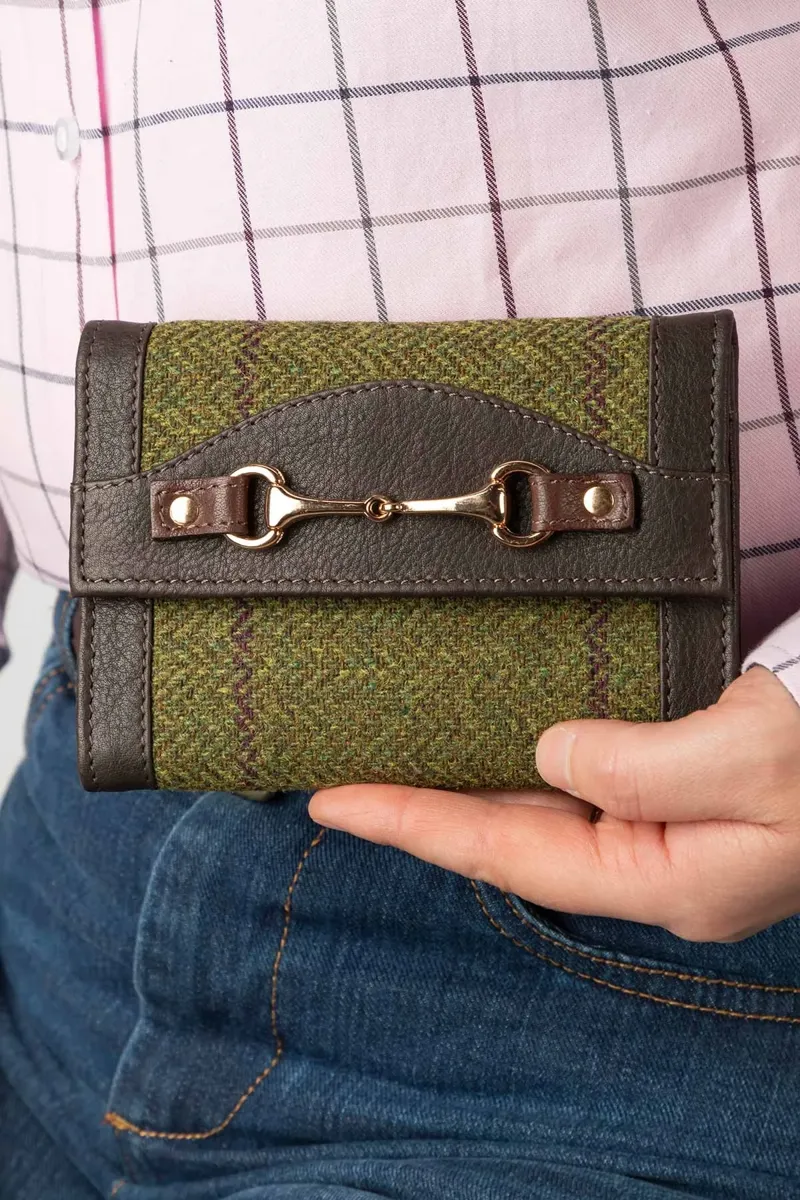 Rydale Ladies Helmsley Tweed Trifold Purse - Dark Green-5