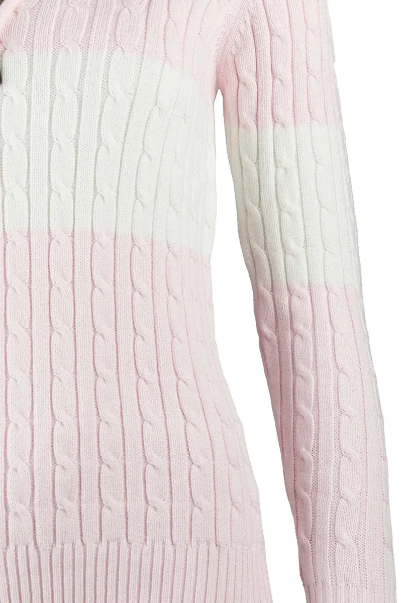 Rydale Ladies Bramham Striped Quarter Zip Jumper - Soft Pink-3