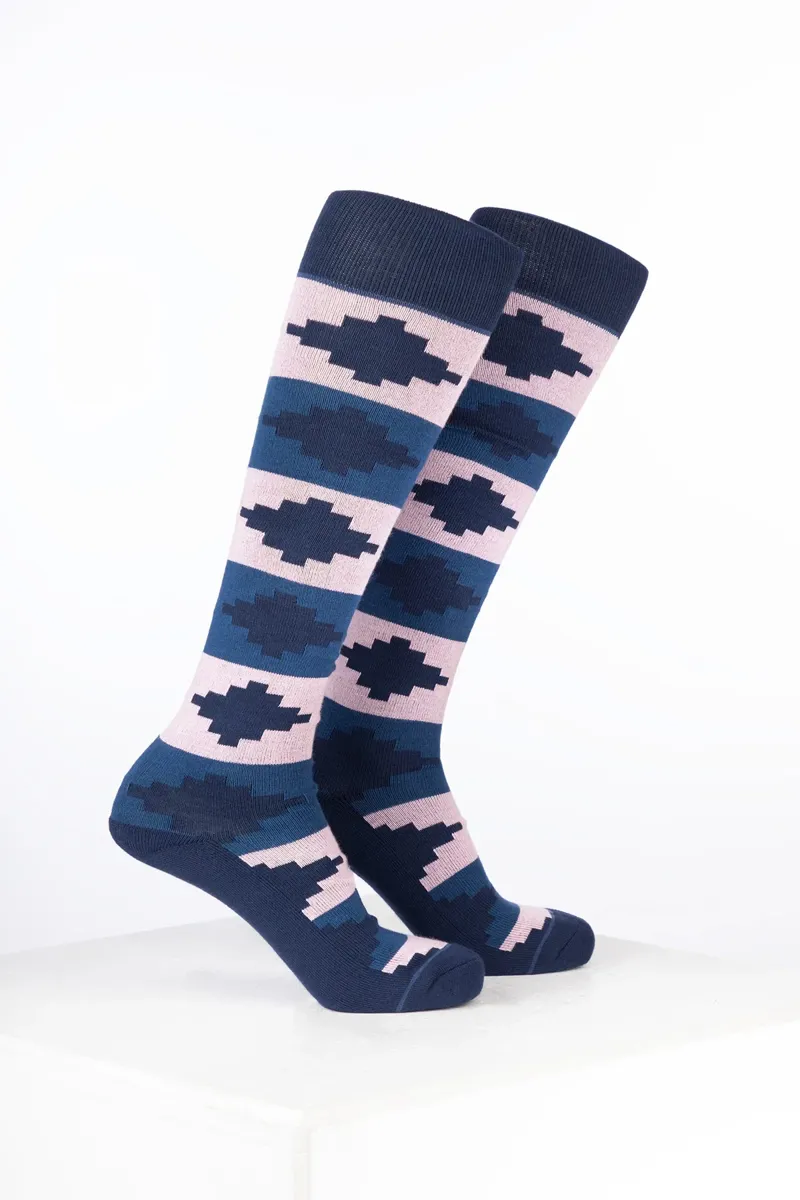 Rydale Womens Bamboo Rich Polo Belt Riding Socks Pack of Ten - Polo Denim/Soft Pink/Navy