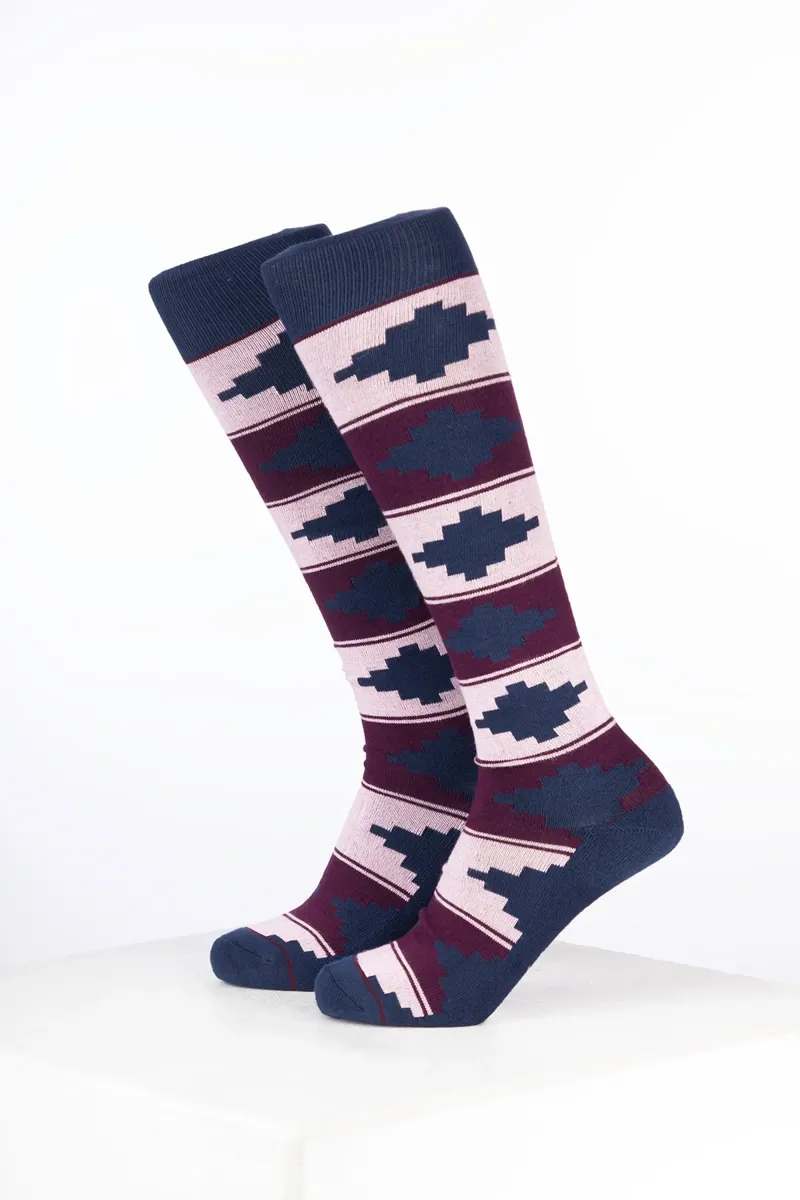 Rydale Womens Bamboo Rich Polo Belt Riding Socks Pack of Ten - Polo Dark Berry/Soft Pink/Navy-1