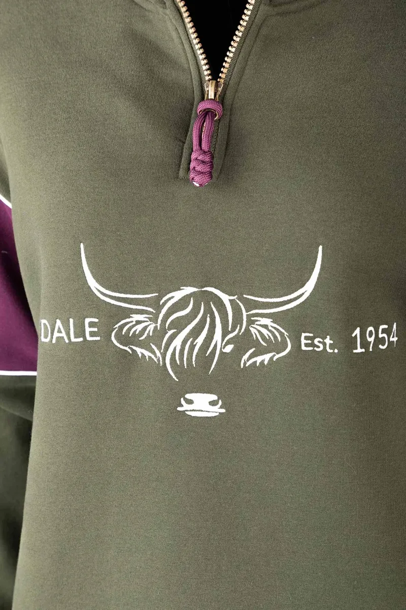 Rydale Ladies Byland Highland Cow Sweatshirt - Olive/Berry-2