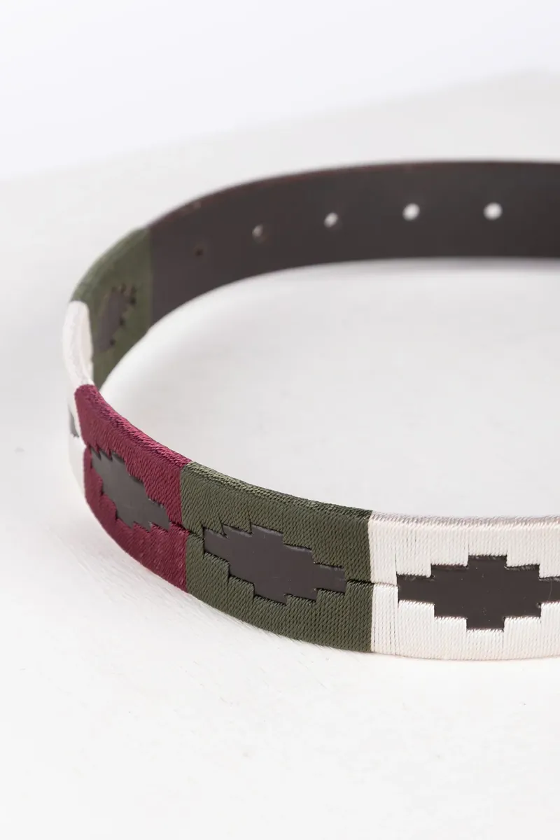 Rydale Askwith Junior Polo Belts - Olive/White/Burgundy-2