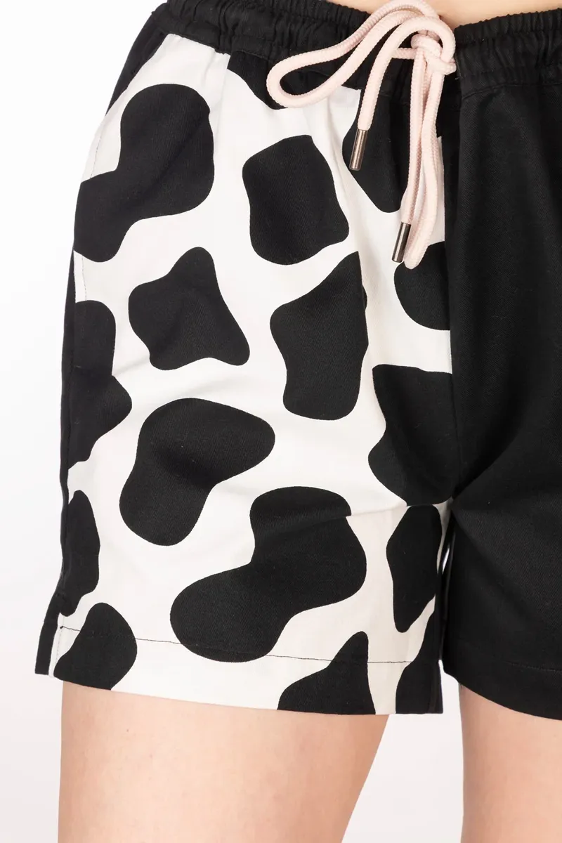 Rydale Ladies Quartered Cotton Cow Shorts - Black/White-3
