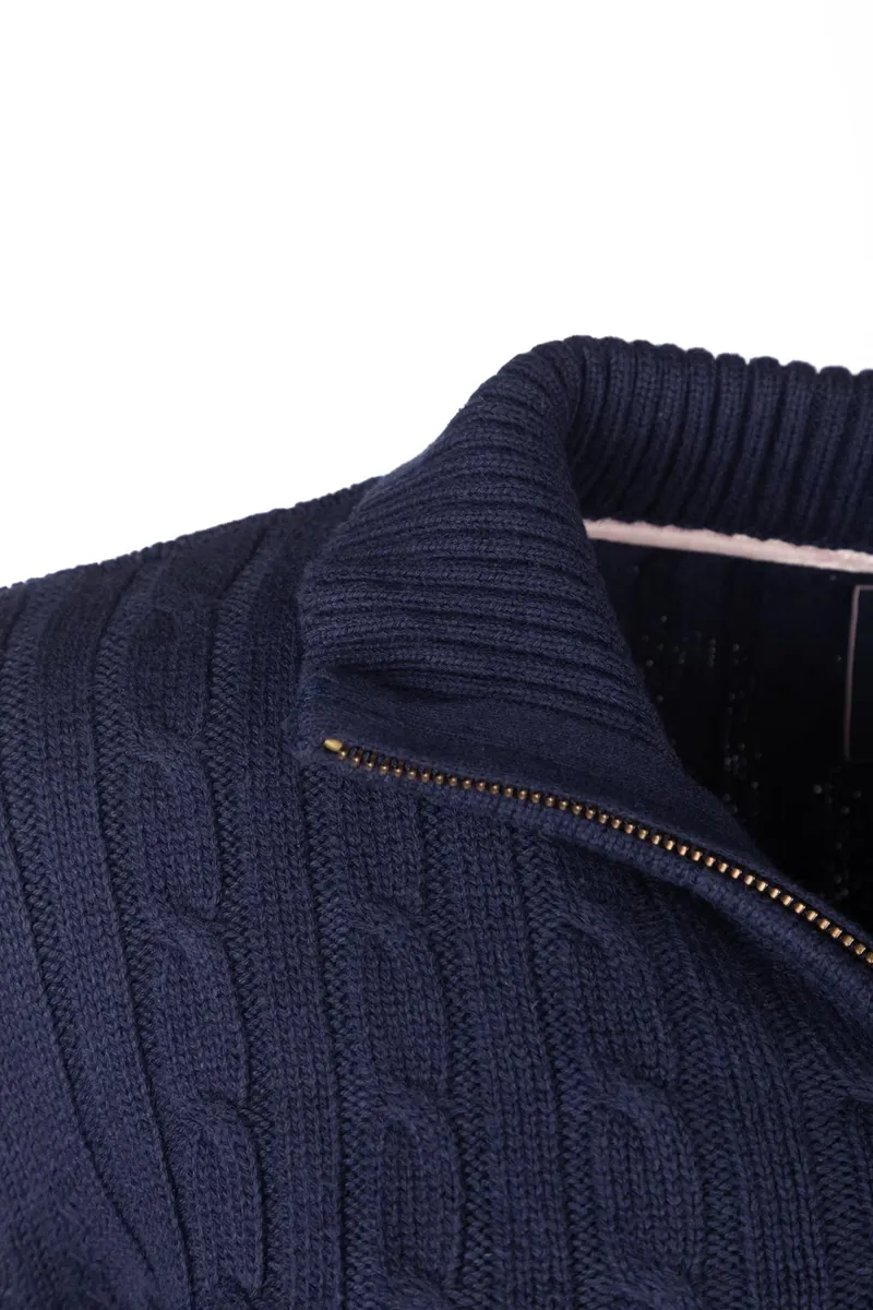 Rydale Ladies Bramham Striped Quarter Zip Jumper - Navy-7