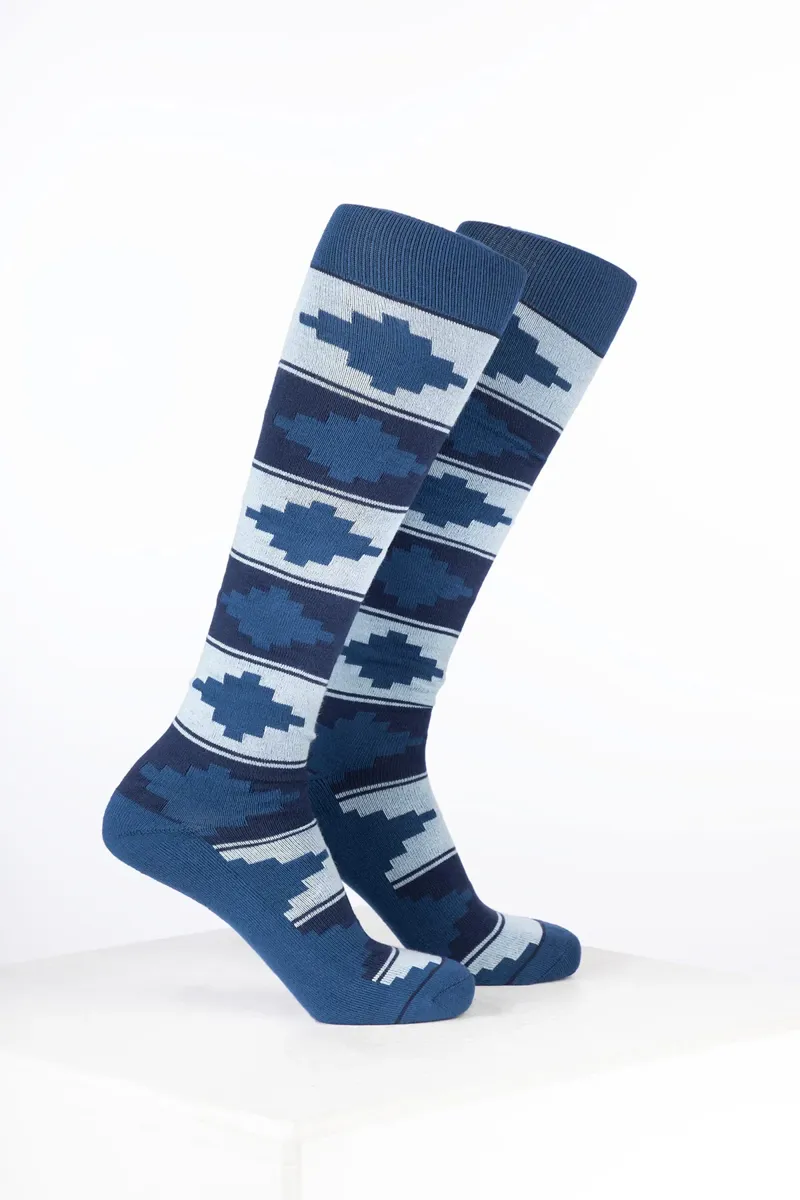 Rydale Womens Bamboo Rich Polo Belt Riding Socks Pack of Ten - Polo Navy/Soft Blue/Mid Blue