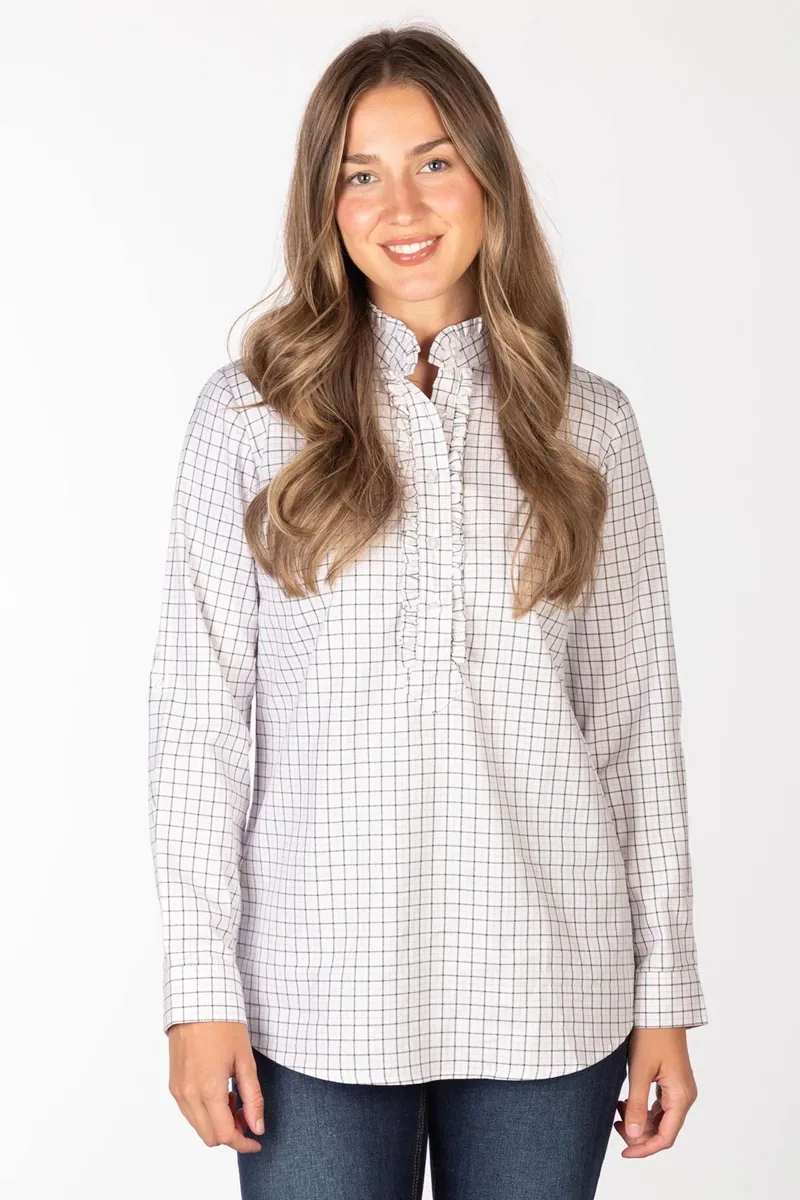 Rydale Ladies Ellie Hannah Overhead Ruffled Shirt - Ellie Olive-1