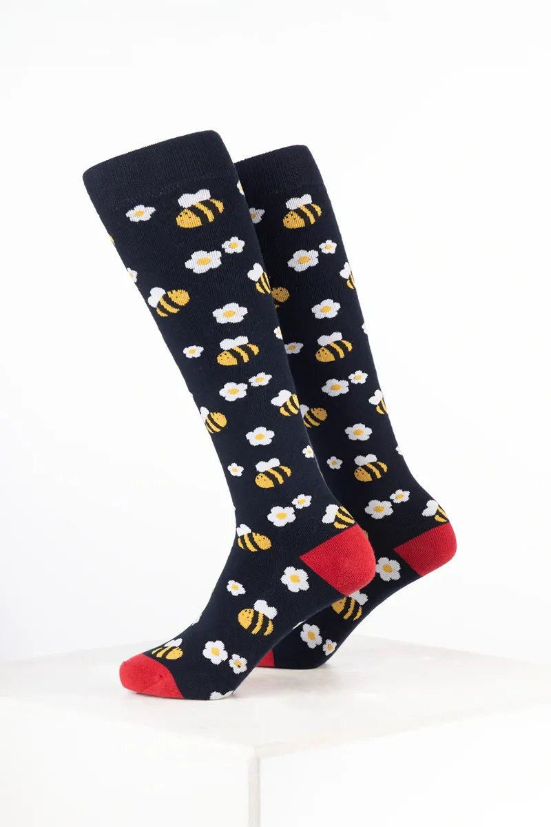 Rydale Kids Animal Welly Socks Pack of 10 - Bumble Bee Navy-1