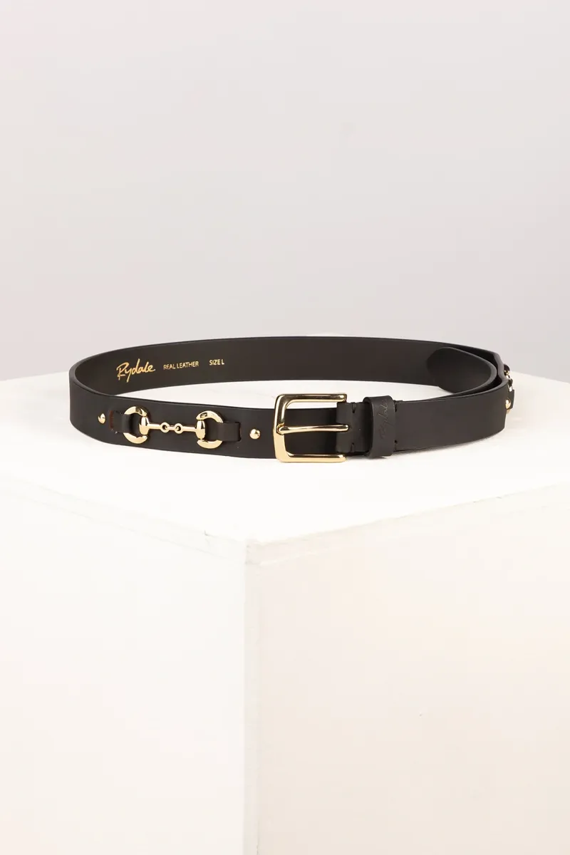 Rydale Ladies Lucinda Leather Snaffle Belt - Waxy Black-1