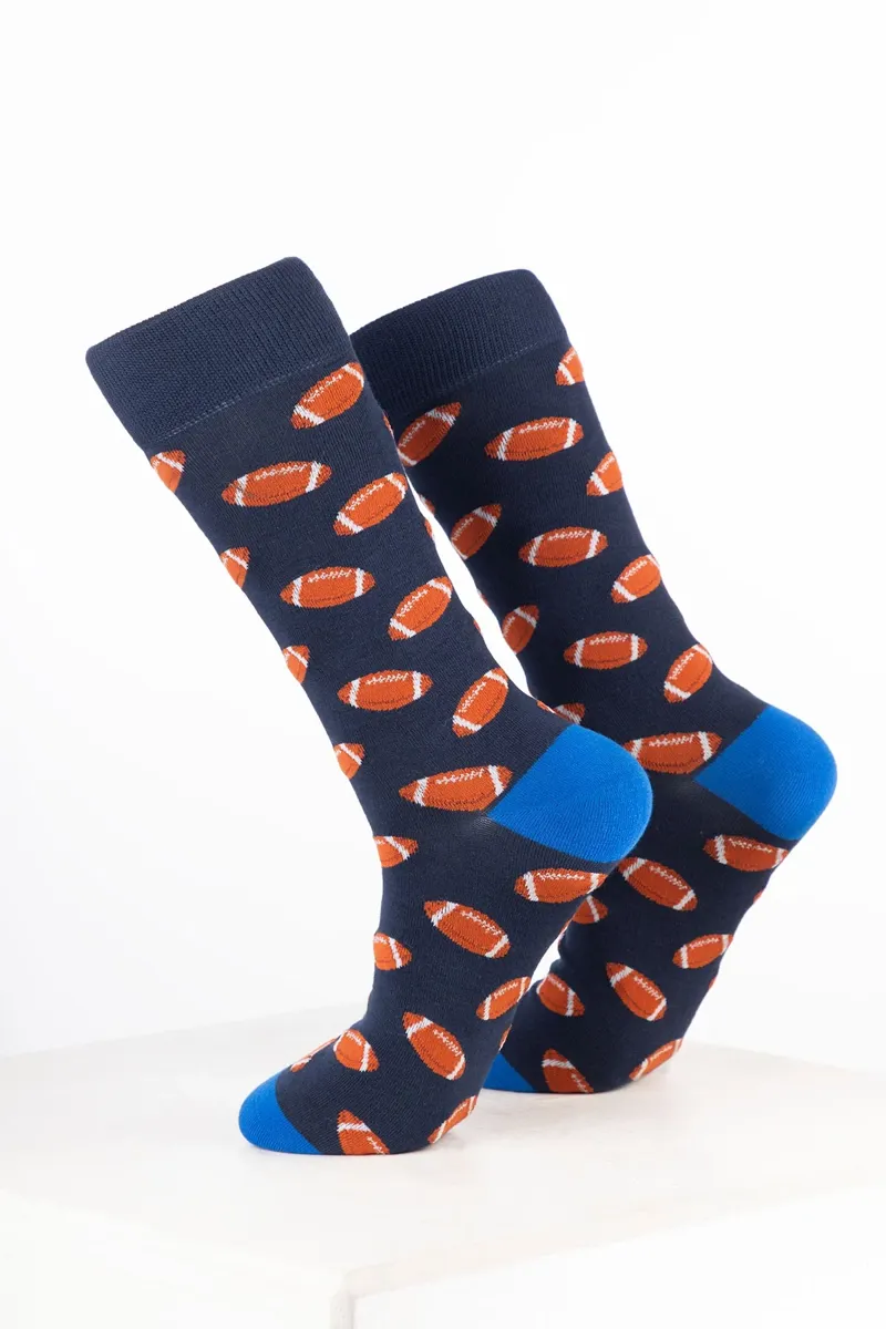 Rydale Mens Bamboo Rich Sports Print Ankle Socks Pack of 10 - Rugby Navy-1