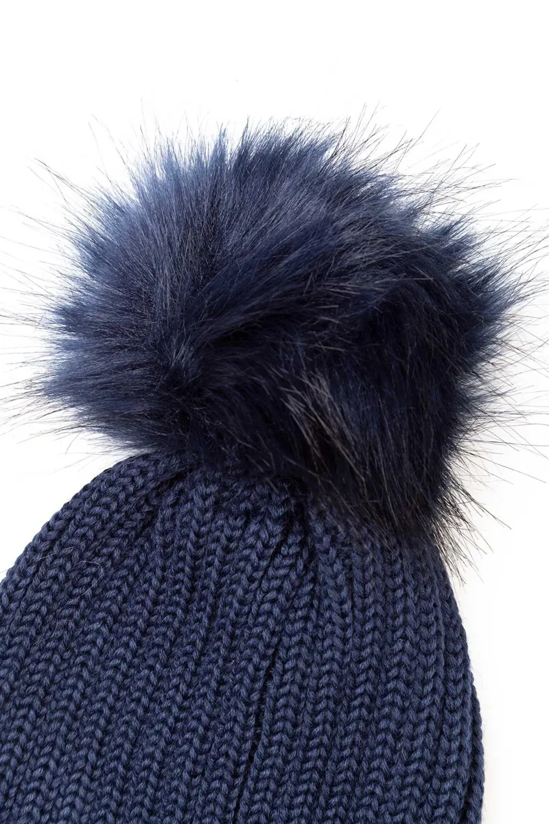 Rydale Bella Girls Pom Pom Hat - Navy-2