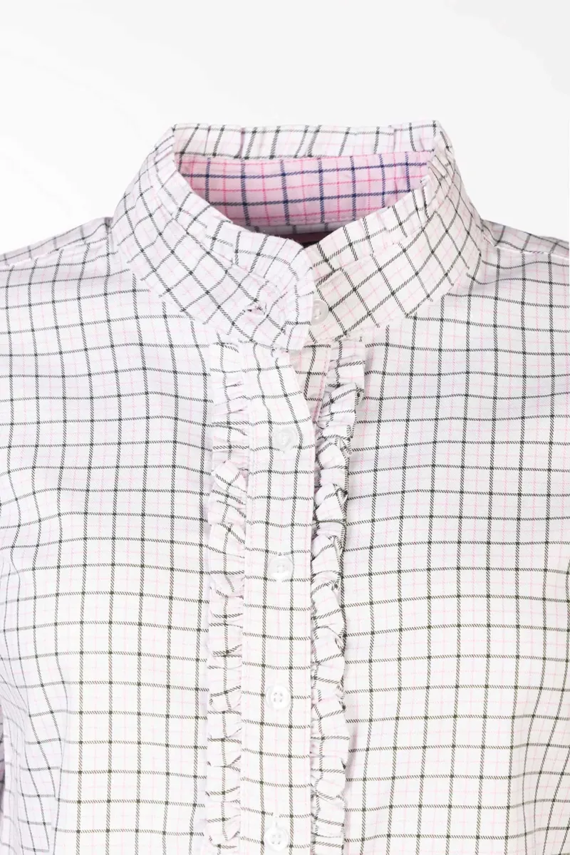 Rydale Ladies Ellie Hannah Overhead Ruffled Shirt - Ellie Olive-3