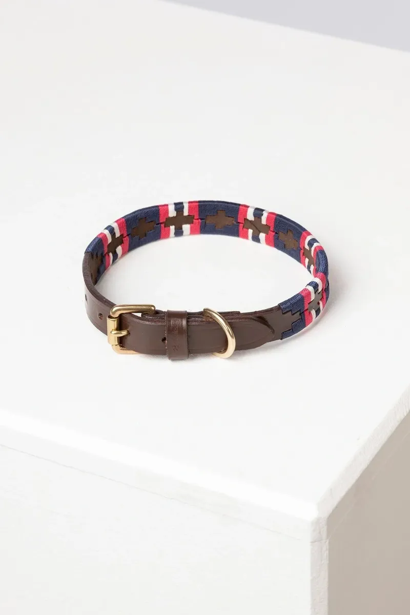 Rydale Polo Belt Dog Collar - Bonbon/Navy/White