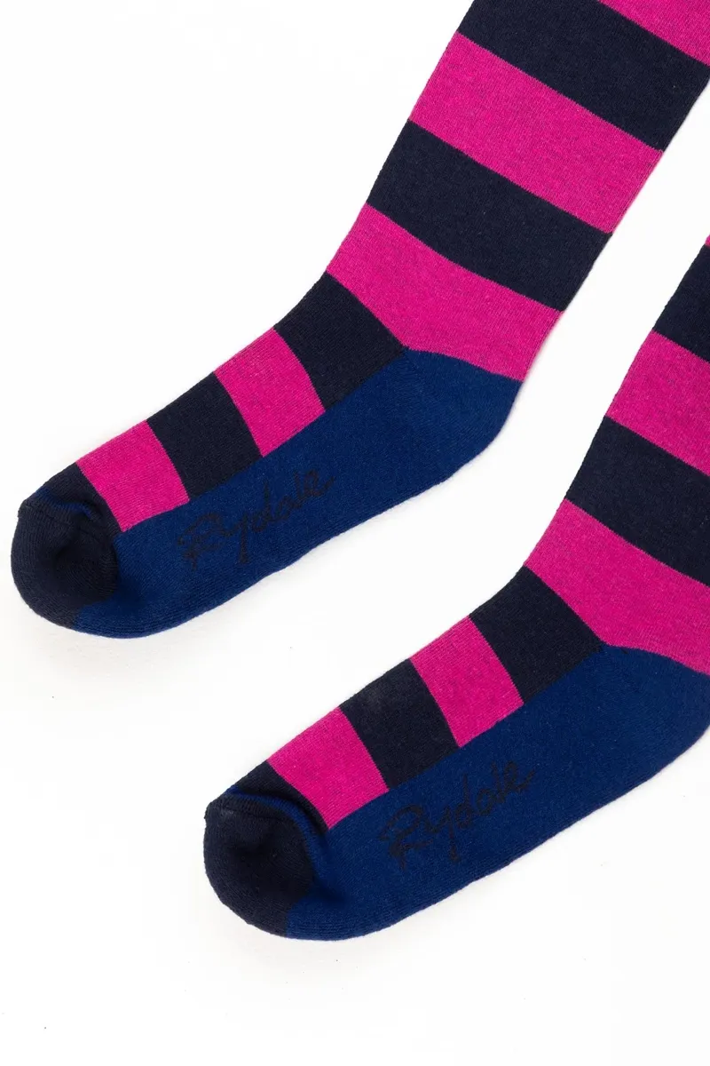 Rydale Ladies Broadstripe Knee Length Riding Socks - Navy-2