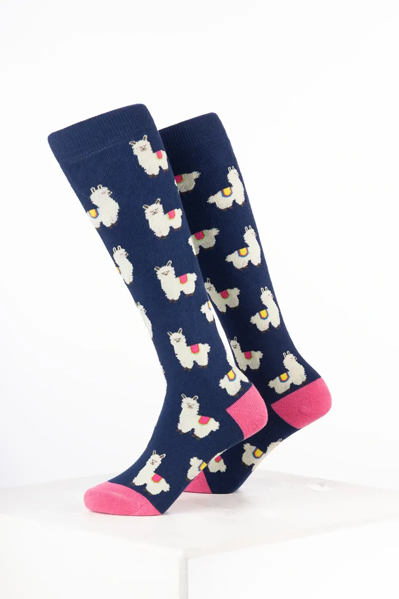 Rydale Kids Animal Welly Socks Pack of 10 - Alpaca Denim-1