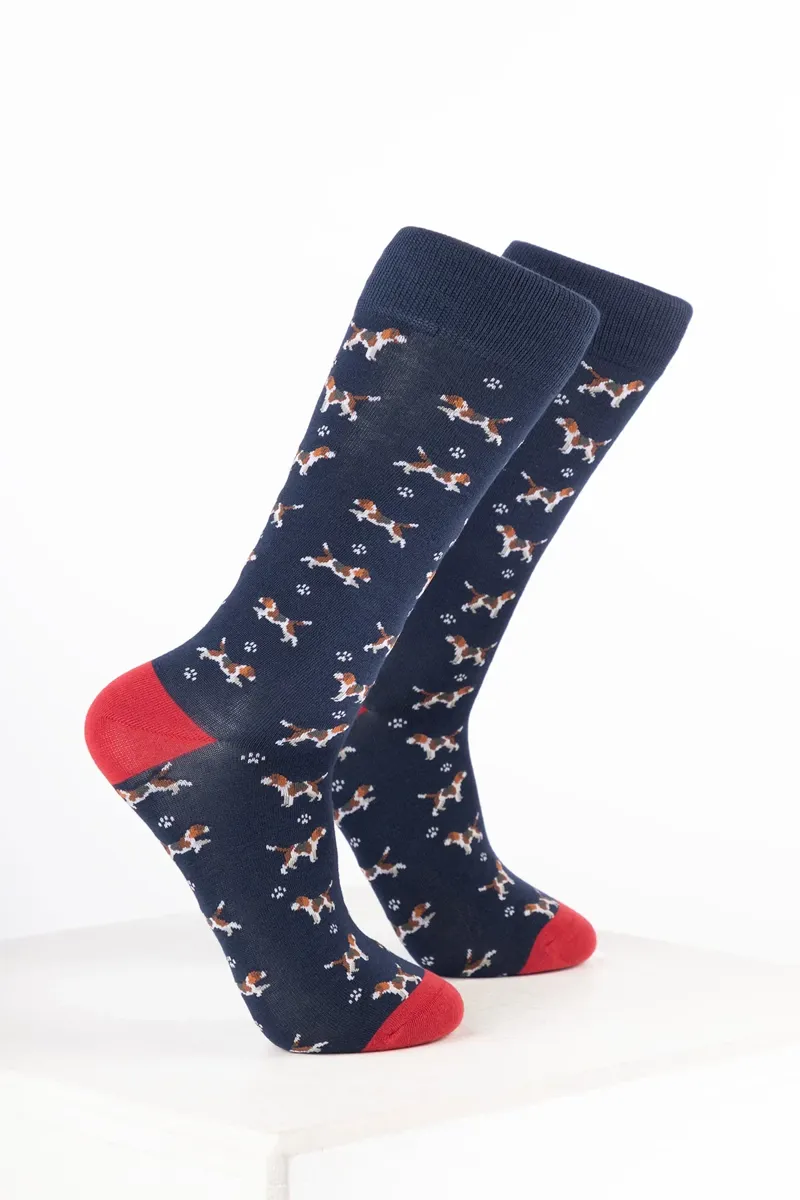 Rydale Women's Bamboo Rich Dog Ankle Socks Pack of 10 - Beagle Navy