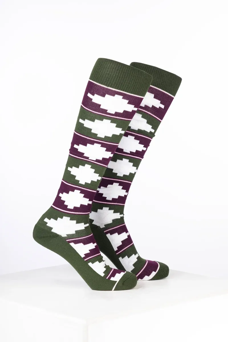 Rydale Womens Bamboo Rich Polo Belt Riding Socks Pack of Ten - Polo Dark Olive/Dark Berry/White