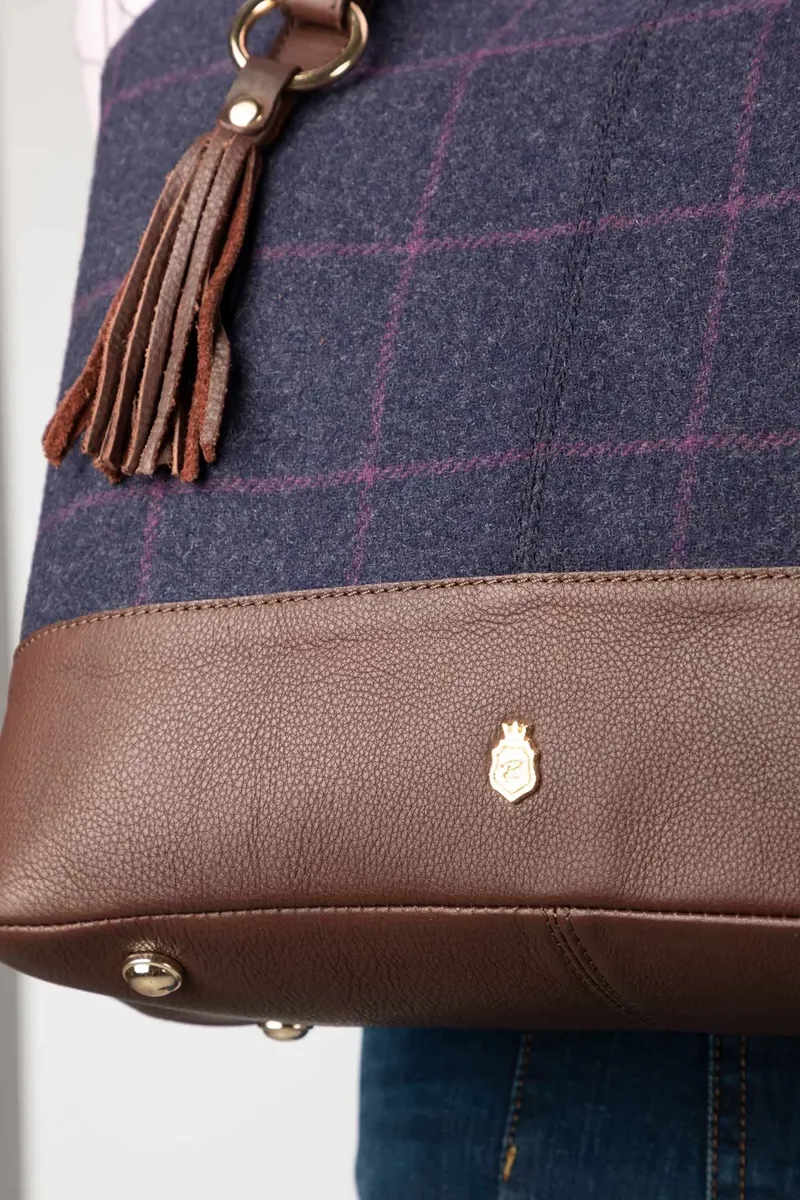 Rydale Ladies Helmsley Tweed Bucket Bag - Navy Tweed-4