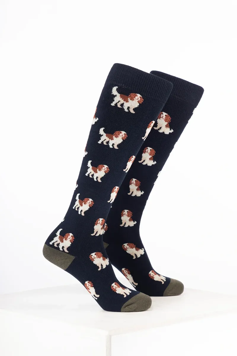 Rydale Kids Animal Welly Socks Pack of 10 - Spaniel Navy
