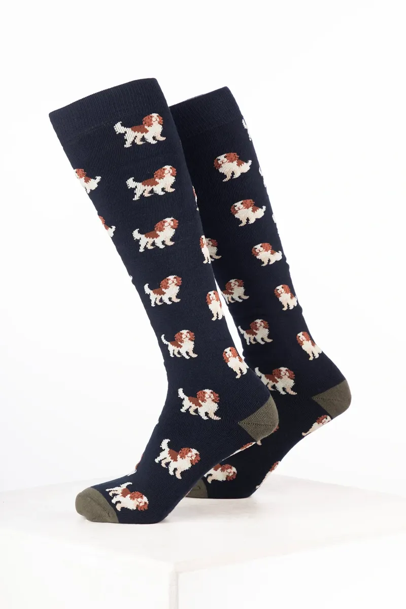 Rydale Men's Dog Welly Socks Pack of 10 - Spaniel Navy-1