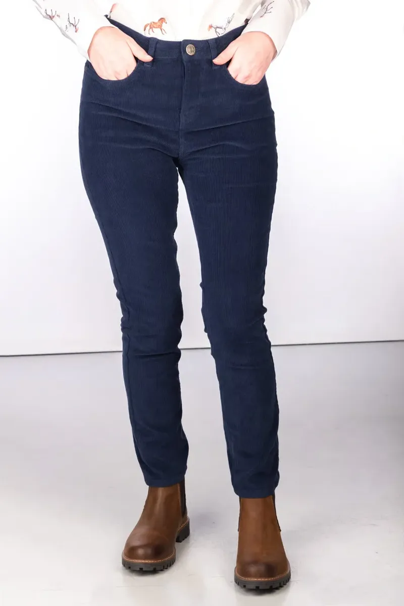 Rydale Ladies Straight Leg Corduroy Trousers - Ella - Navy