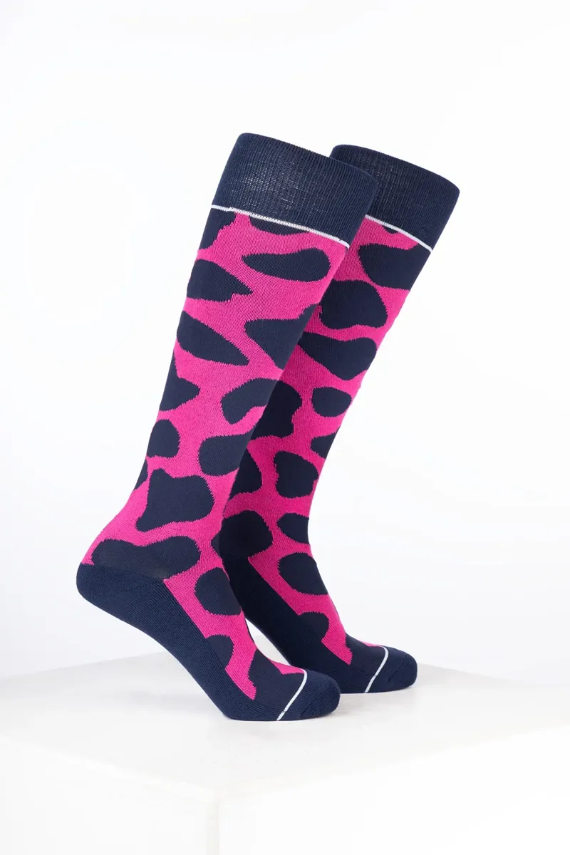 Rydale Junior Bamboo Rich Cow Print Riding Socks - Pack of Ten