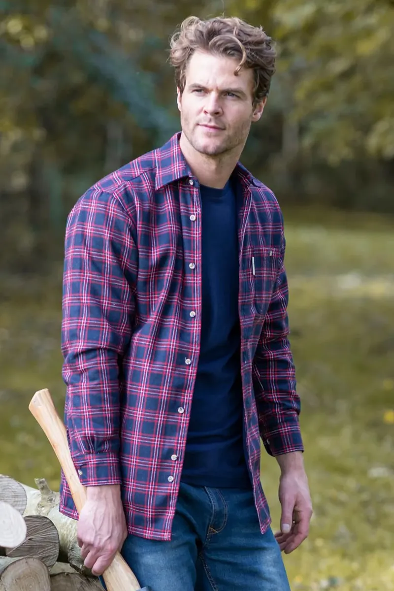Rydale Men's Fleece Lined Shirt - Navy/Red