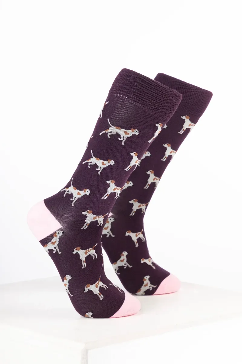 Rydale Women's Bamboo Rich Dog Ankle Socks Pack of 10 - Pointer Dark Berry
