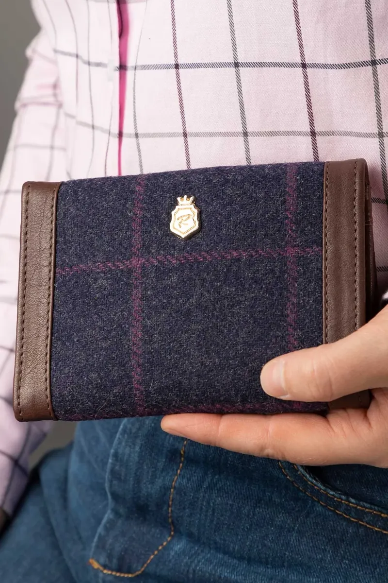 Rydale Ladies Helmsley Tweed Trifold Purse - Navy Tweed-3