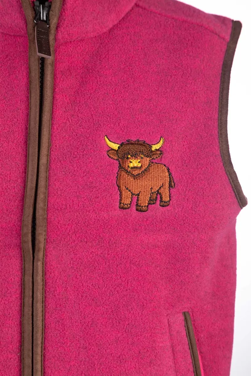 Rydale Junior Huggate Fleece Waistcoat - Highland Cow Pink-2