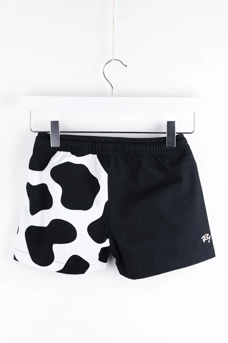 Rydale Girls Quartered Cotton Cow Shorts - Black/White-1