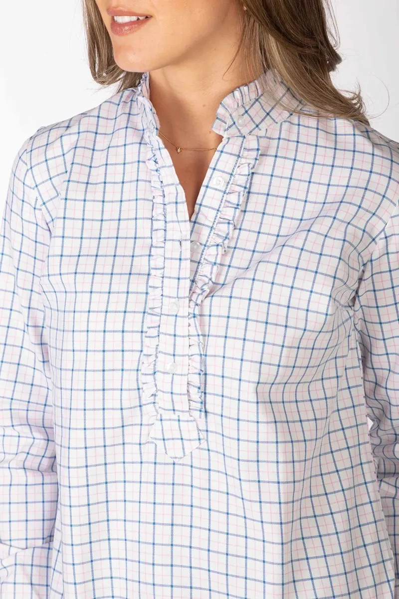 Rydale Ladies Ellie Hannah Overhead Ruffled Shirt - Ellie Blue-6
