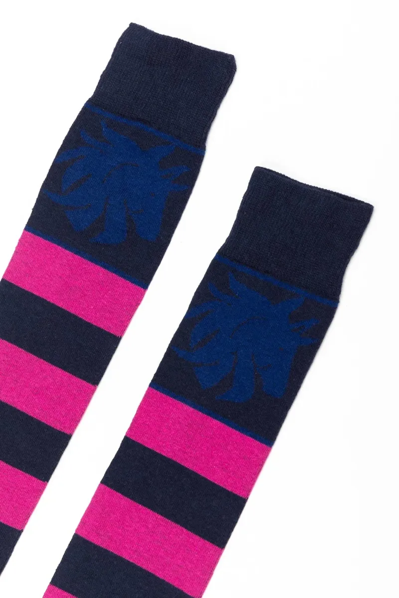 Rydale Ladies Broadstripe Knee Length Riding Socks - Navy-1