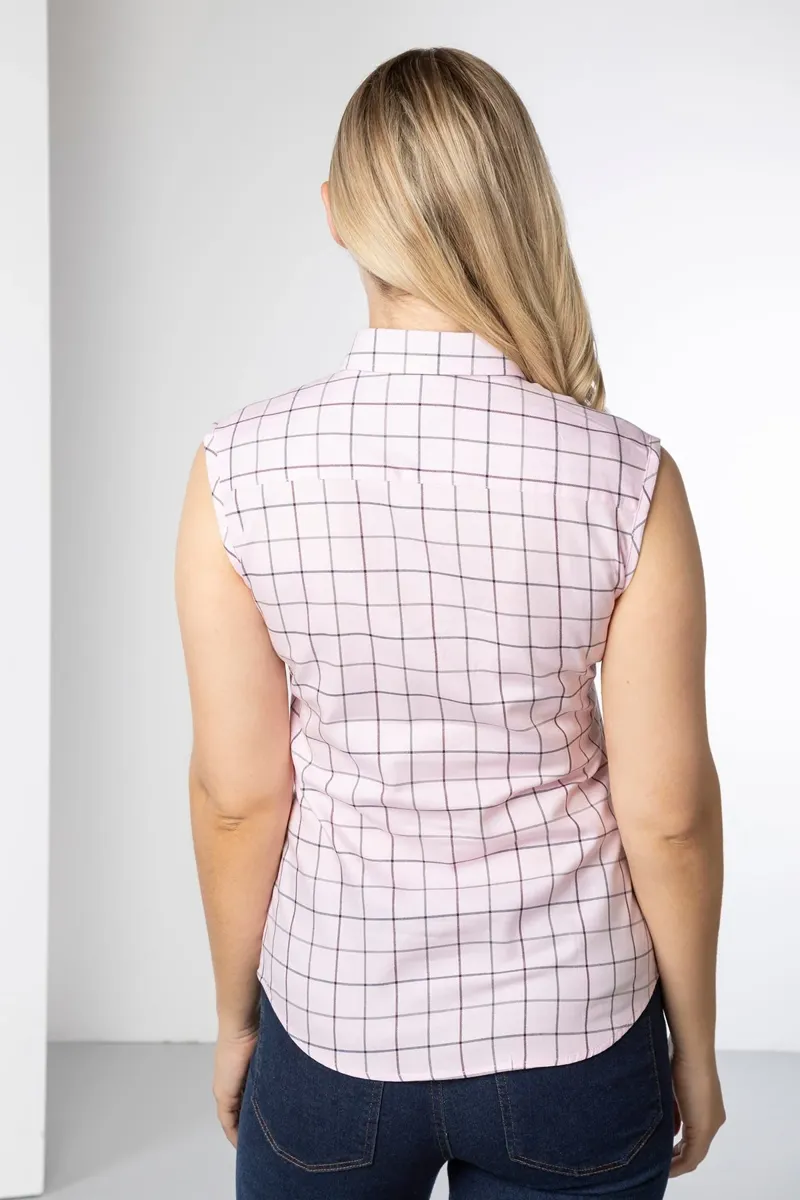 Rydale Ladies Kate Tweed Hannah Sleeveless Country Shirt - Pink-1