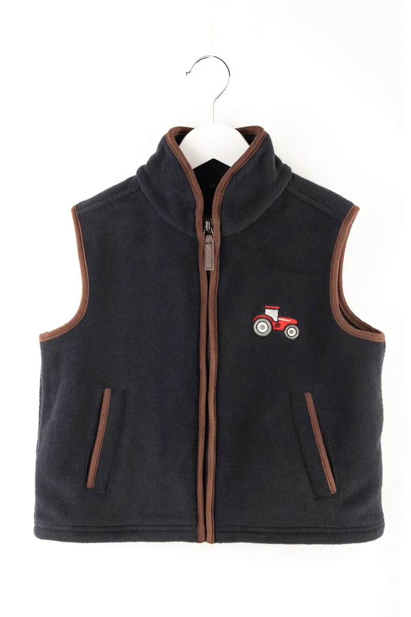 Rydale Huggate Kid's Mini Fleece Waistcoat - Tractor Ink/Red