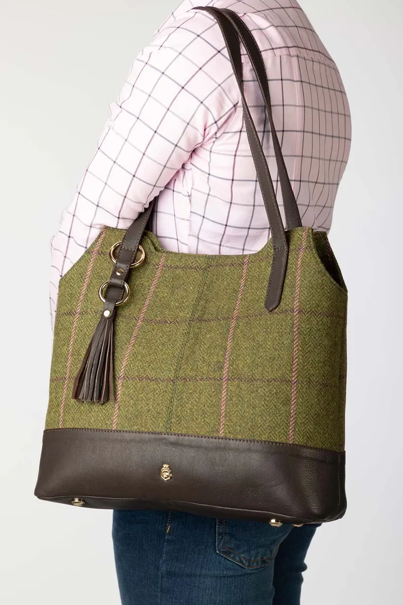 Rydale Ladies Helmsley Tweed Bucket Bag - Dark Green-3