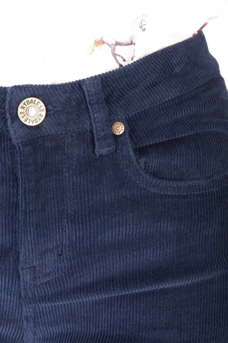 Rydale Ladies Straight Leg Corduroy Trousers - Ella - Navy-3