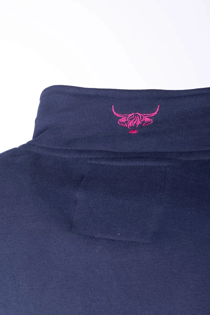 Rydale Ladies Byland Highland Cow Sweatshirt - Navy/Bonbon-4