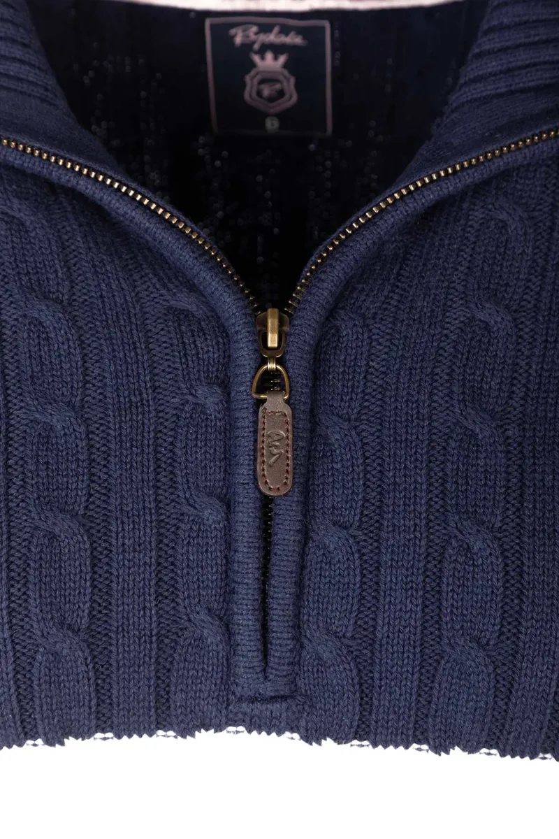 Rydale Ladies Bramham Striped Quarter Zip Jumper - Navy-8