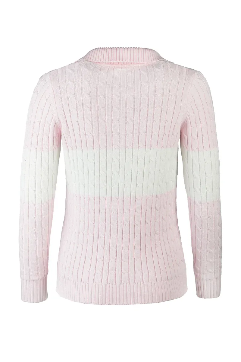 Rydale Ladies Bramham Striped Quarter Zip Jumper - Soft Pink-1