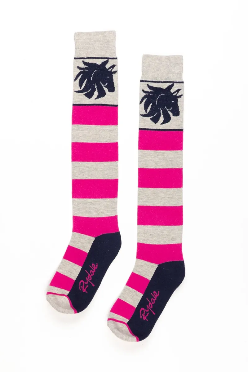 Rydale Ladies Broadstripe Knee Length Riding Socks - Marl Grey