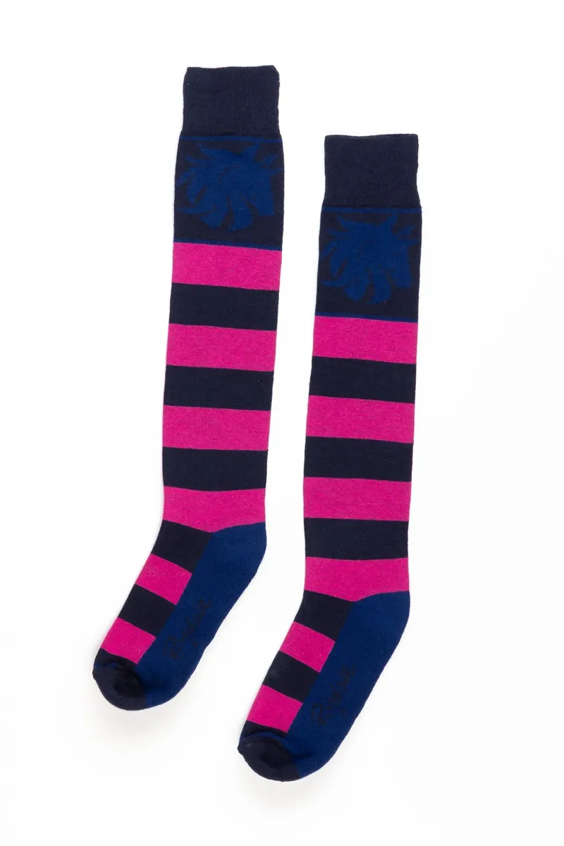 Rydale Ladies Broadstripe Knee Length Riding Socks - Navy