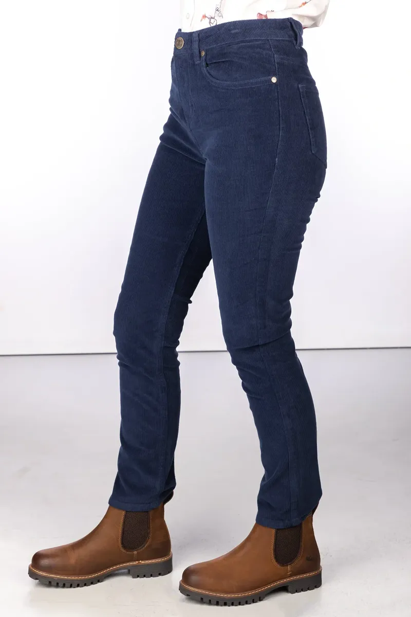Rydale Ladies Straight Leg Corduroy Trousers - Ella - Navy-2