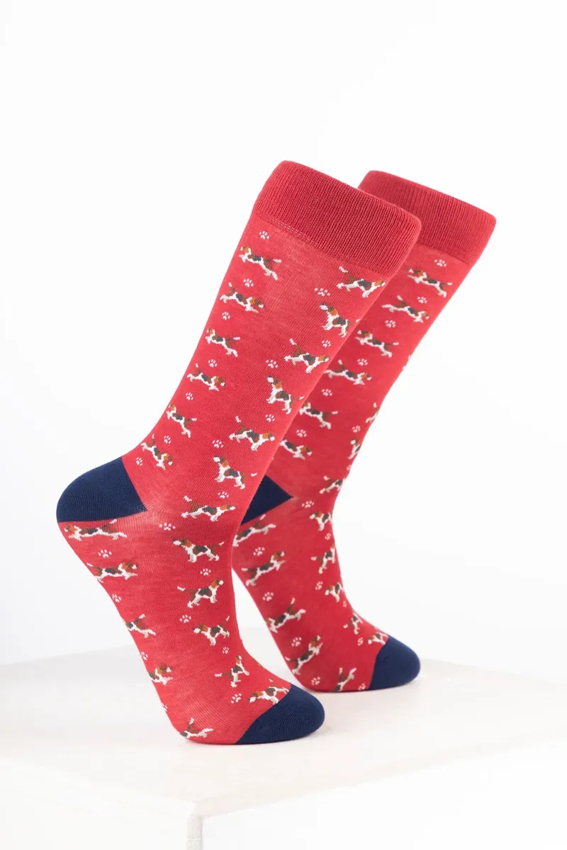 Rydale Women's Bamboo Rich Dog Ankle Socks Pack of 10 - Beagle Strawberry