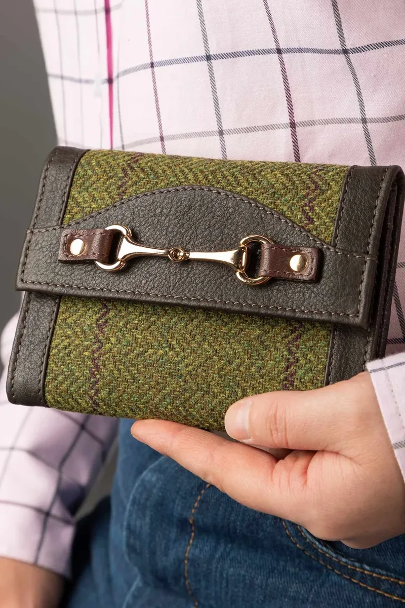 Rydale Ladies Helmsley Tweed Trifold Purse - Dark Green-2