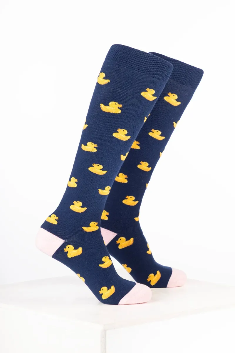 Rydale Women's Bird Welly Socks Pack of 10 - Rubber Duck Denim