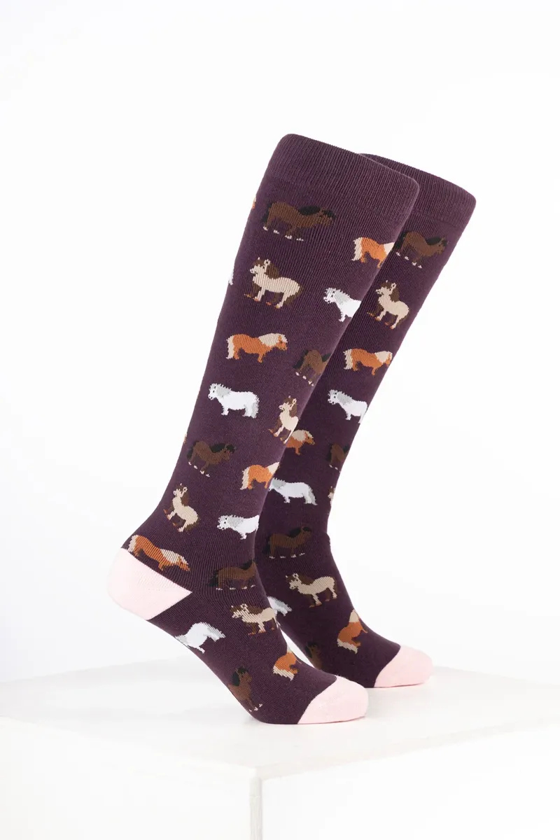 Rydale Kids Animal Welly Socks Pack of 10 - Shetland Dark Berry
