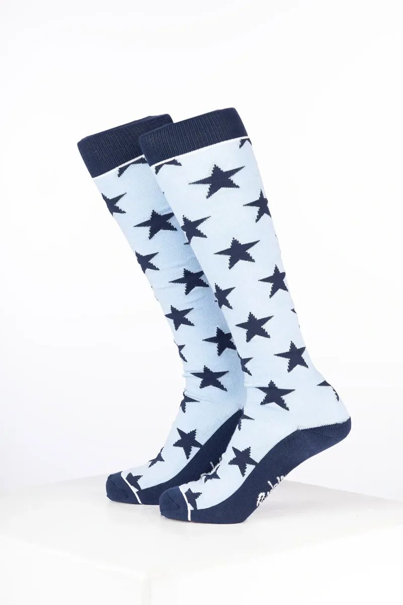 Rydale Womens Bamboo Rich Star Riding Socks Pack of Ten - Star Soft Blue/Navy-1