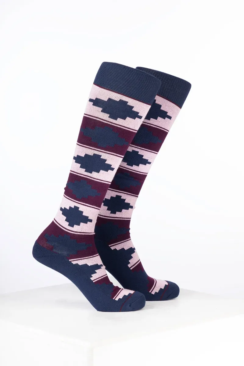 Rydale Womens Bamboo Rich Polo Belt Riding Socks Pack of Ten - Polo Dark Berry/Soft Pink/Navy