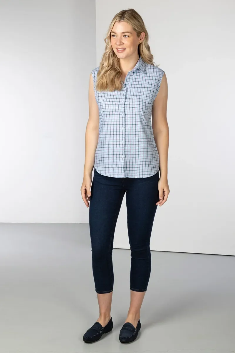 Rydale Ladies Ellie II Hannah Sleeveless Country Shirt - Blue-6