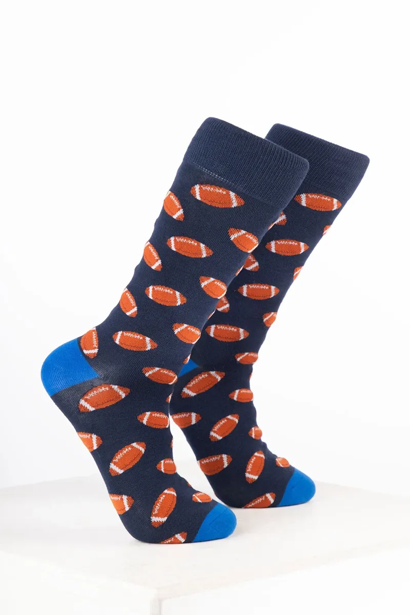 Rydale Mens Bamboo Rich Sports Print Ankle Socks Pack of 10 - Rugby Navy